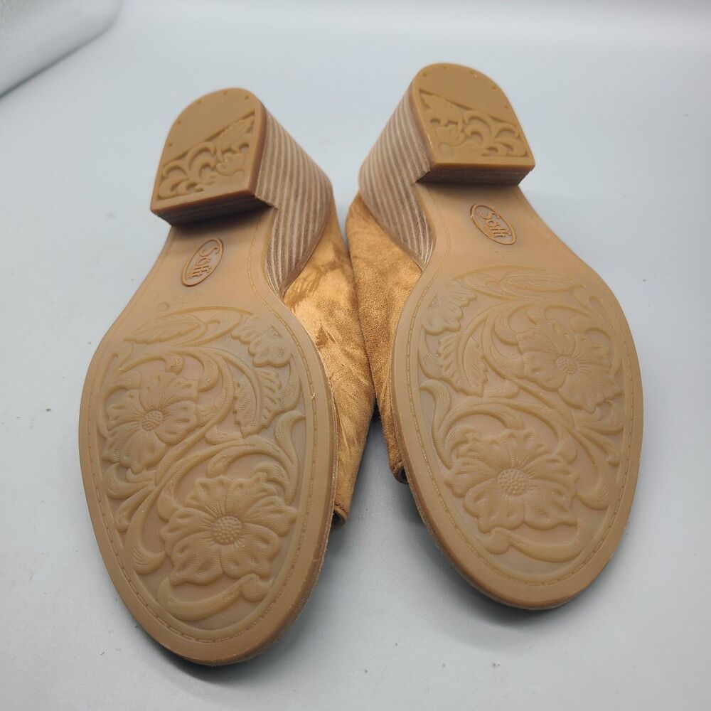 Sofft Strathmore Women Slide Sandals sz 8 Tan Leather Suede Wedge Heel Open Toe - Picture 11 of 12